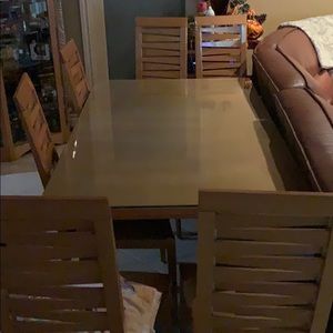 SOLD Fine Italian table with glass top & 6 chairs